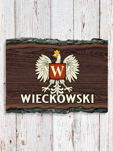 Polish Monogram NA Faux Sliced Log Plaque