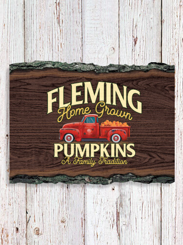 Pumpkins NA Faux Sliced Log Plaque