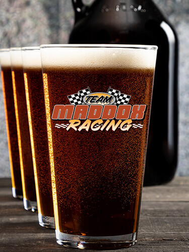 Racing Team NA 1 Color Printed Growler 4 Color Pint Glass Gift Set