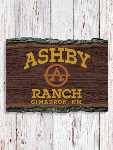 Ranch Monogram NA Faux Sliced Log Plaque