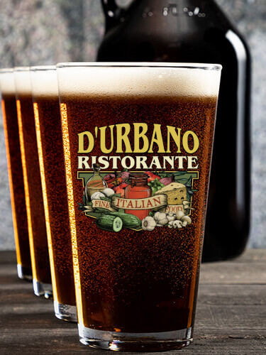 Ristorante NA 1 Color Printed Growler 4 Color Pint Glass Gift Set