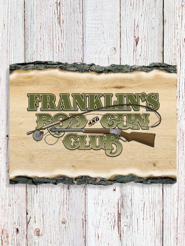 Rod and Gun Club NA Faux Sliced Log Plaque