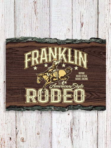 Rodeo NA Faux Sliced Log Plaque