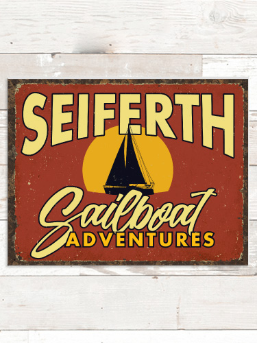 Sailboat Adventures NA Tin Sign 16 x 12.5