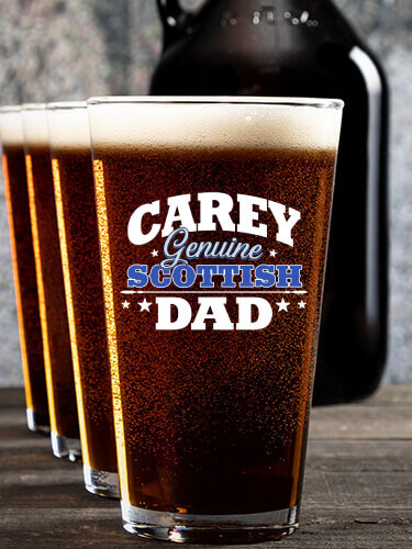 Scottish Dad NA 1 Color Printed Growler 4 Color Pint Glass Gift Set