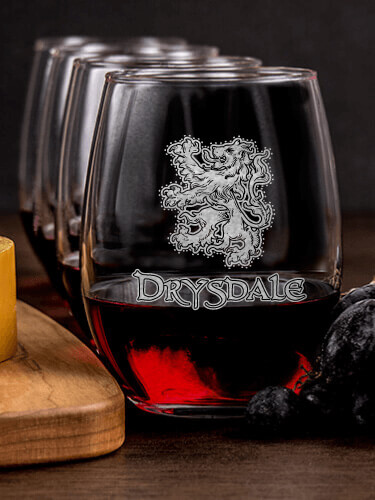 Scottish Lion NA 1 Cheese Board 4 Wine Glass Gift Set - Engraved