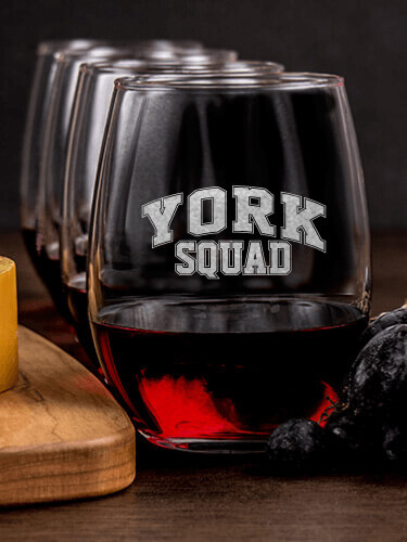 Squad NA 1 Cheese Board 4 Wine Glass Gift Set - Engraved