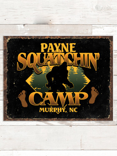 Squatchin' Camp NA Tin Sign 16 x 12.5