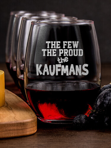 The Few The Proud NA 1 Cheese Board 4 Wine Glass Gift Set - Engraved
