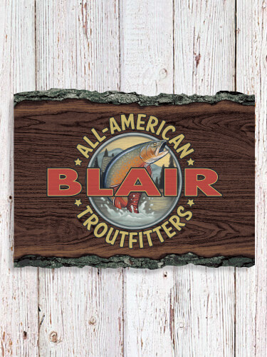 Troutfitters NA Faux Sliced Log Plaque