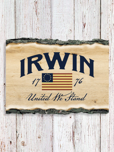 United We Stand NA Faux Sliced Log Plaque