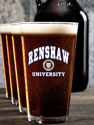 University NA 1 Color Printed Growler 4 Color Pint Glass Gift Set