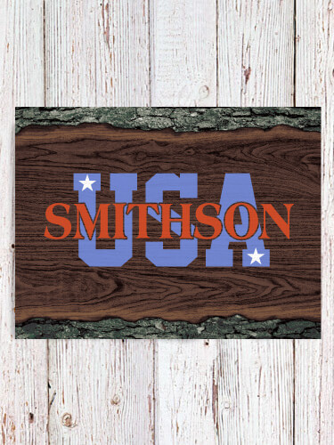 USA NA Faux Sliced Log Plaque