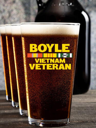 Vietnam Veteran NA 1 Color Printed Growler 4 Color Pint Glass Gift Set