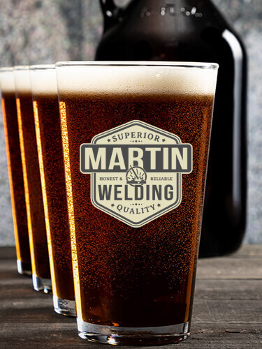 Welding NA 1 Color Printed Growler 4 Color Pint Glass Gift Set