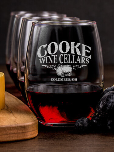 Wine Cellars NA 1 Cheese Board 4 Wine Glass Gift Set - Engraved
