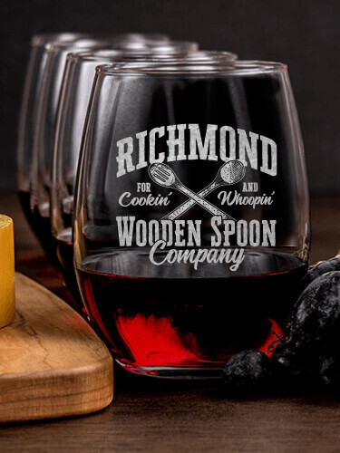 Wooden Spoon Company NA 1 Cheese Board 4 Wine Glass Gift Set - Engraved
