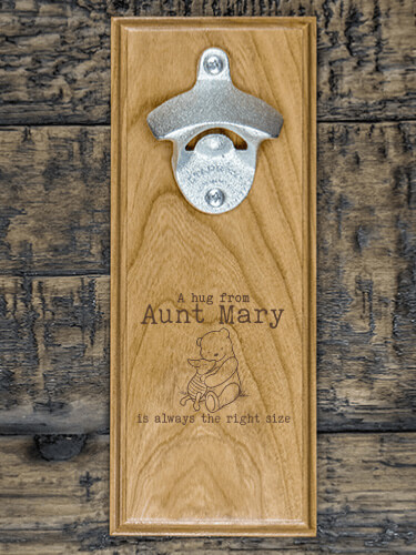 A Hug Natural Cherry Cherry Wall Mount Bottle Opener - Engraved