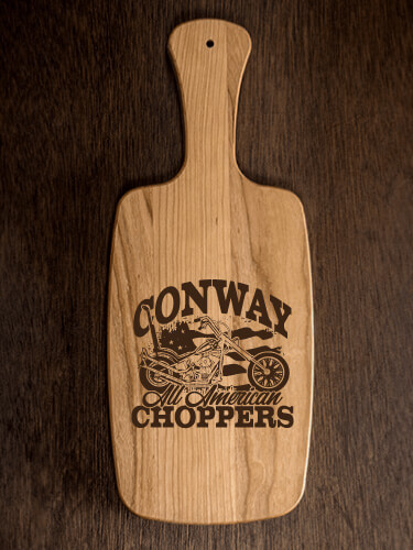 All American Choppers Natural Cherry Cherry Wood Cheese Board - Engraved