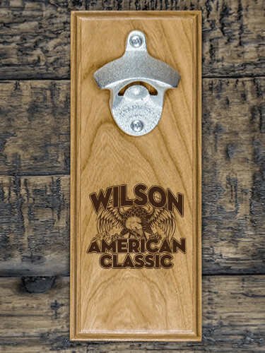 American Classic Natural Cherry Cherry Wall Mount Bottle Opener - Engraved