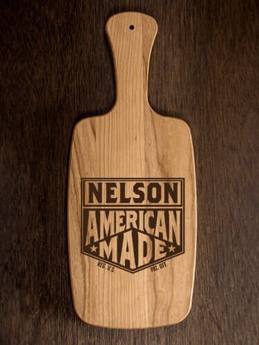 American Made Natural Cherry Cherry Wood Cheese Board - Engraved