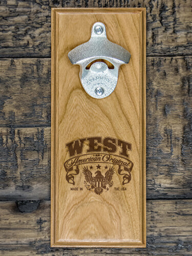 American Original Natural Cherry Cherry Wall Mount Bottle Opener - Engraved