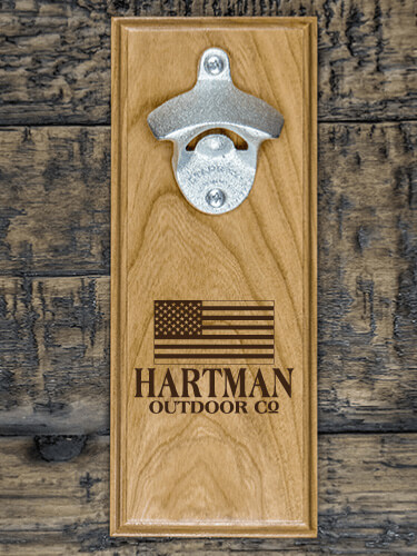 American Outdoor Company Natural Cherry Cherry Wall Mount Bottle Opener - Engraved
