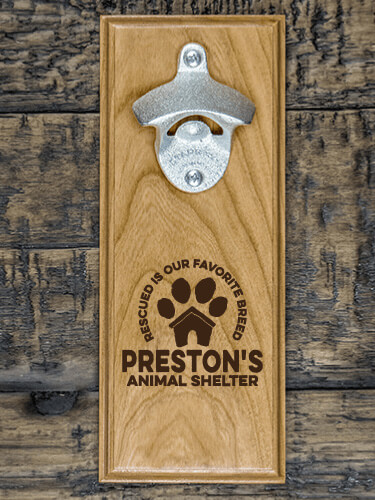 Animal Shelter Natural Cherry Cherry Wall Mount Bottle Opener - Engraved