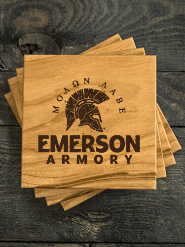 Armory Natural Cherry Cherry Wood Coaster - Engraved (set of 4)