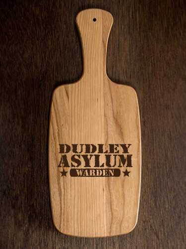 Asylum Warden Natural Cherry Cherry Wood Cheese Board - Engraved