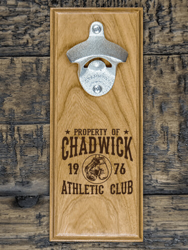 Athletic Club Natural Cherry Cherry Wall Mount Bottle Opener - Engraved