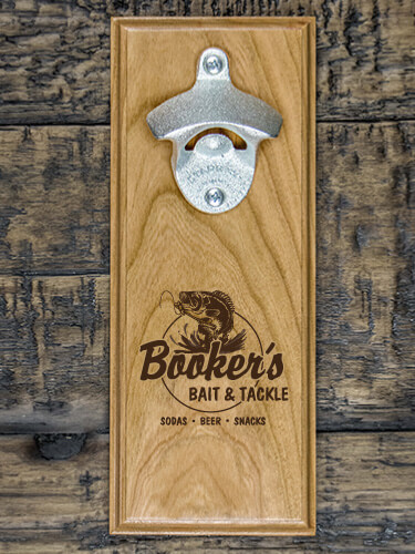 Bait and Tackle Natural Cherry Cherry Wall Mount Bottle Opener - Engraved