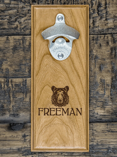 Bear Natural Cherry Cherry Wall Mount Bottle Opener - Engraved