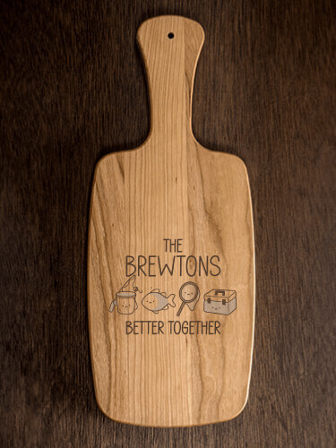 Better Together Fishing Natural Cherry Cherry Wood Cheese Board - Engraved