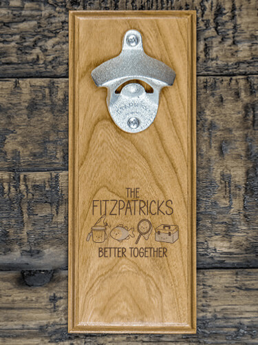 Better Together Fishing Natural Cherry Cherry Wall Mount Bottle Opener - Engraved