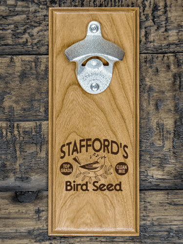Bird Seed Natural Cherry Cherry Wall Mount Bottle Opener - Engraved