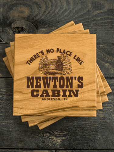 Cabin Natural Cherry Cherry Wood Coaster - Engraved (set of 4)