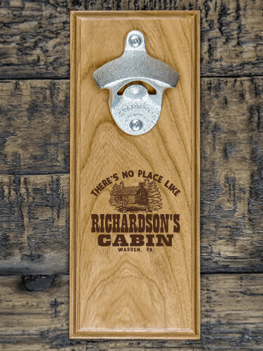 Cabin Natural Cherry Cherry Wall Mount Bottle Opener - Engraved