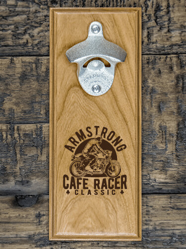 Cafe Racer Natural Cherry Cherry Wall Mount Bottle Opener - Engraved