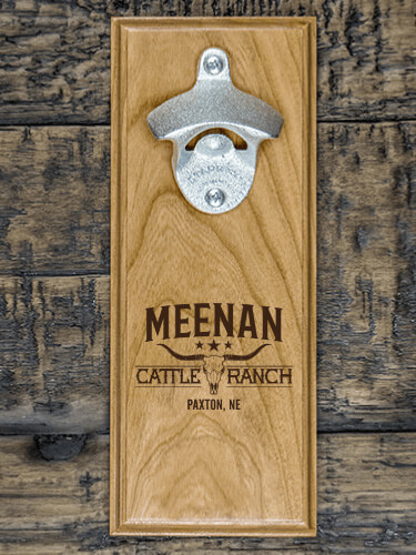 Cattle Ranch Natural Cherry Cherry Wall Mount Bottle Opener - Engraved