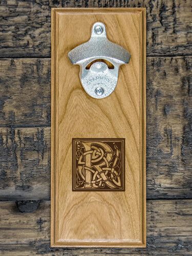 Celtic Monogram Natural Cherry Cherry Wall Mount Bottle Opener - Engraved