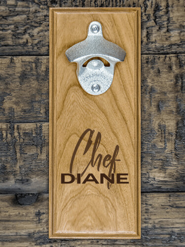 Chef Natural Cherry Cherry Wall Mount Bottle Opener - Engraved