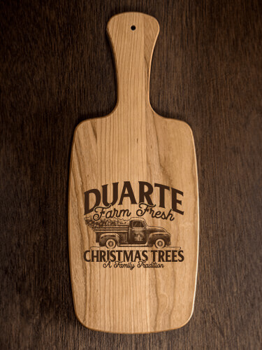 Christmas Tree Farm Natural Cherry Cherry Wood Cheese Board - Engraved