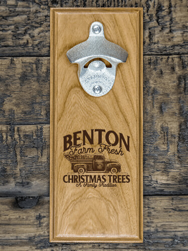 Christmas Tree Farm Natural Cherry Cherry Wall Mount Bottle Opener - Engraved