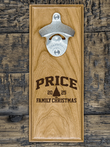 Christmas Varsity Natural Cherry Cherry Wall Mount Bottle Opener - Engraved