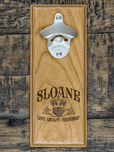 Claddagh Natural Cherry Cherry Wall Mount Bottle Opener - Engraved