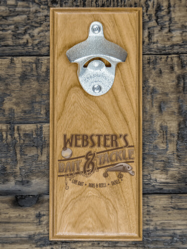 Classic Bait and Tackle Natural Cherry Cherry Wall Mount Bottle Opener - Engraved