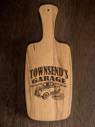 Classic Garage Natural Cherry Cherry Wood Cheese Board - Engraved