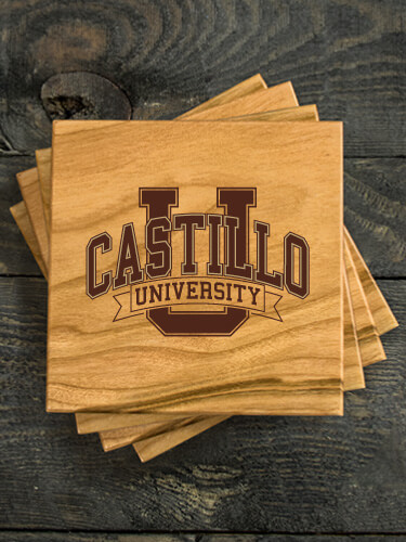 Classic University Natural Cherry Cherry Wood Coaster - Engraved (set of 4)