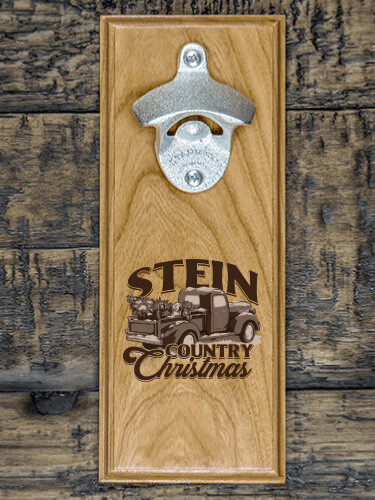 Country Christmas Natural Cherry Cherry Wall Mount Bottle Opener - Engraved